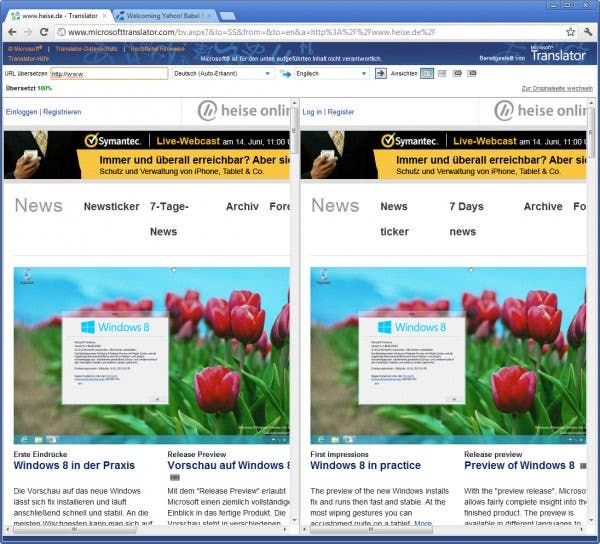 bing translator side-by-side