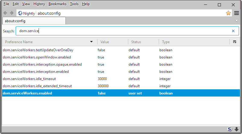 firefox disable service workers