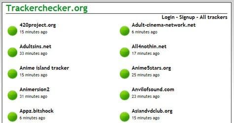 Trackerchecker सूचियाँ केवल टोरेंट साइटों को आमंत्रित करें खोलें