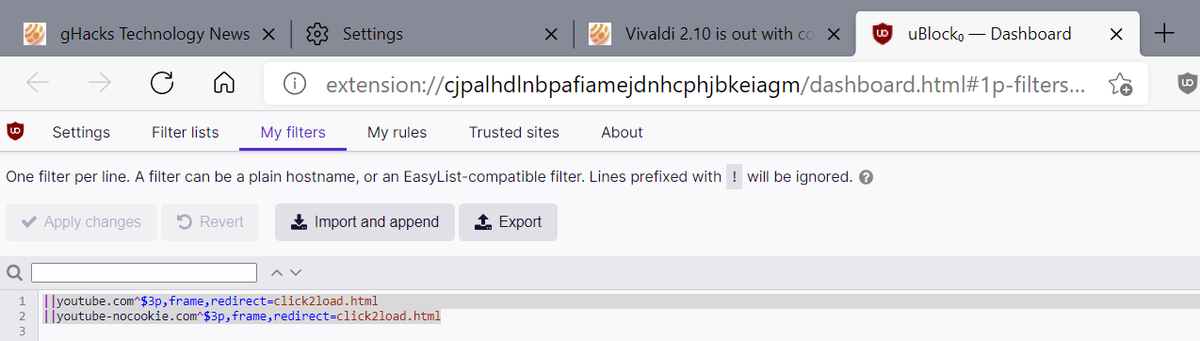 ublock origin блок youtube встраивает