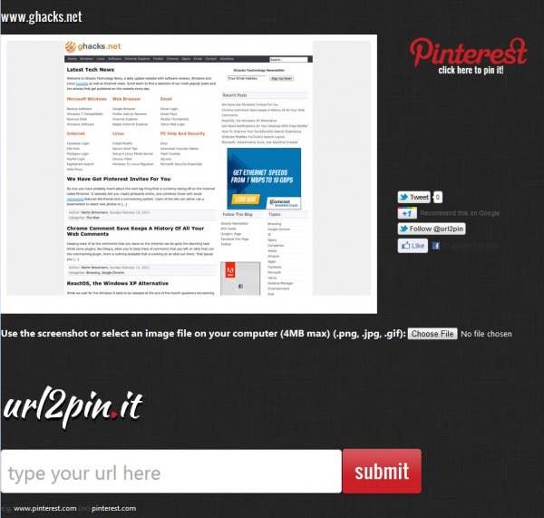 pin screenshot iinterest