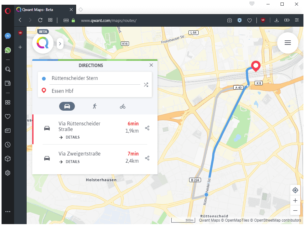 qwant maps directions