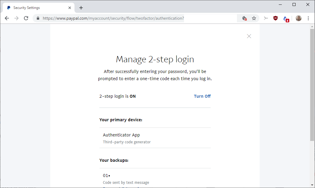 paypal 2-step login