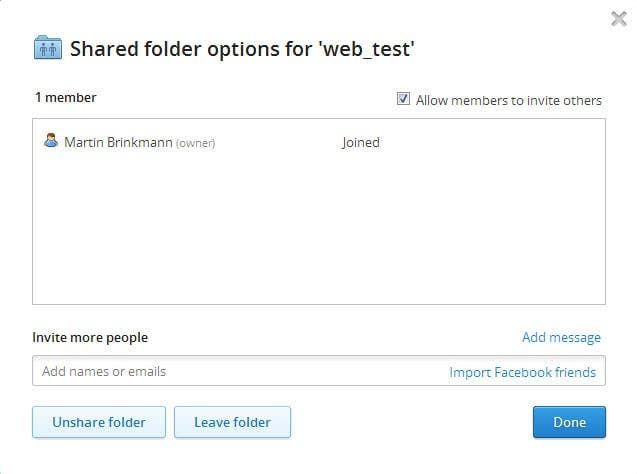dropbox folder sharing