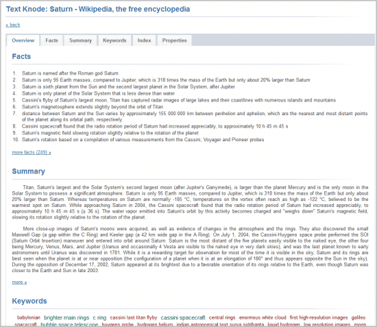 text summary