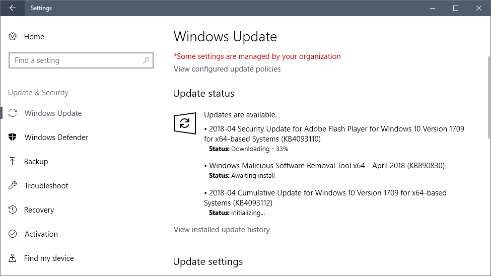 windows updates april 2018