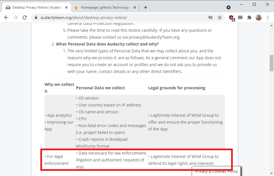 Спорът за Audacity продължава с новопубликуваното Известие за поверителност