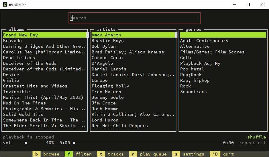 Musikcube filter