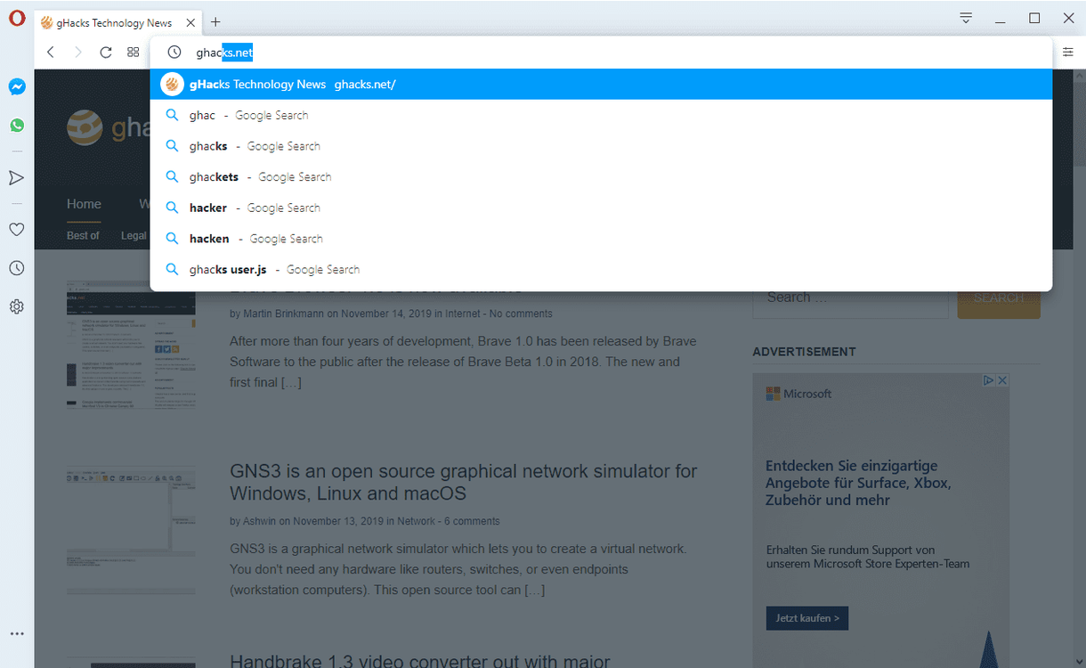 opera 65 redesigned address bar