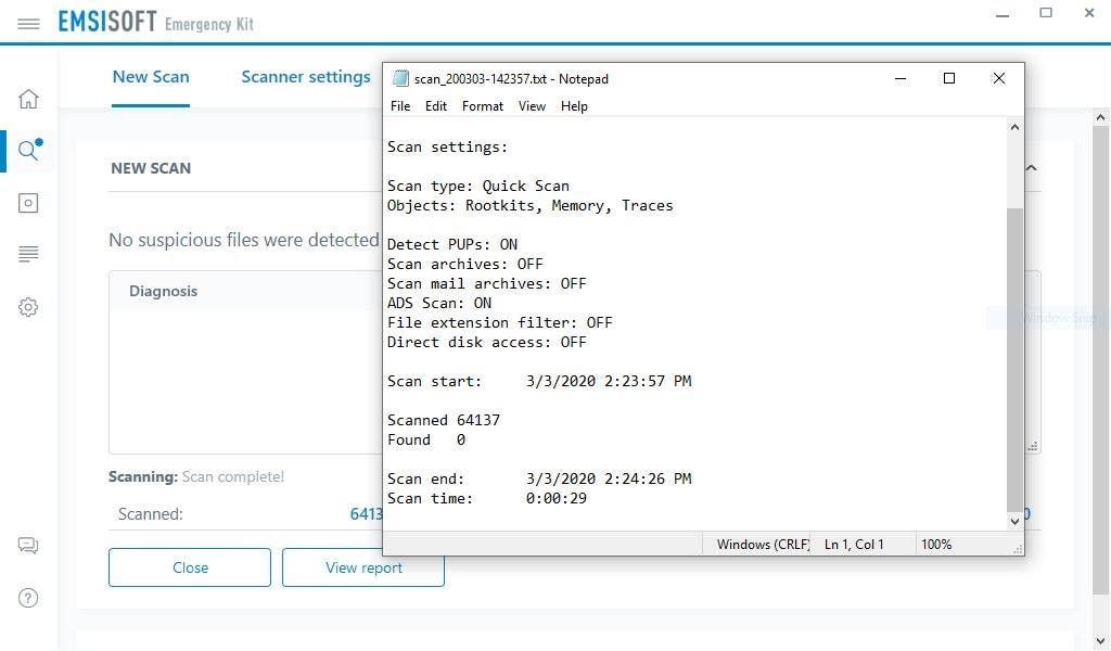 Emsisoft Emergency Kit quick scan