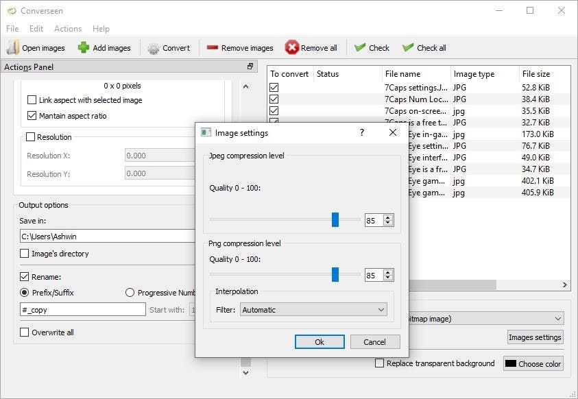 Converseen image quality
