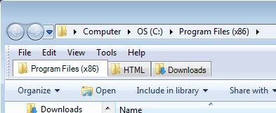 Просмотр с вкладками в проводнике Windows для Windows 7