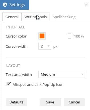 settings text editor
