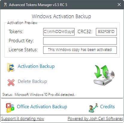 Sikkerhetskopiere symboler for Windows og Office Activation