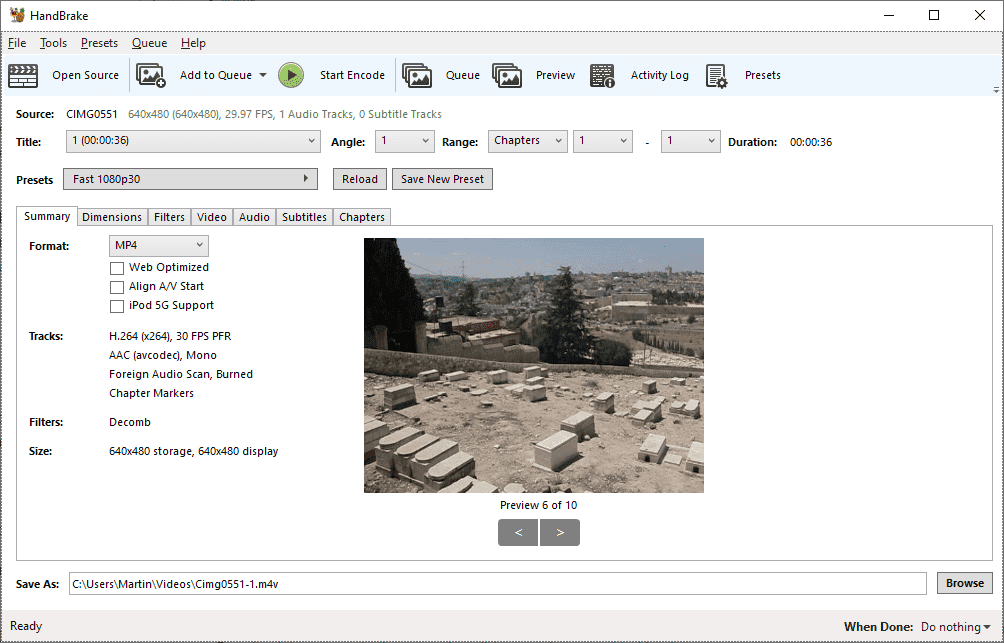 handbrake 1.3 video converter options