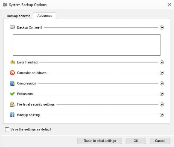 advanced backup options