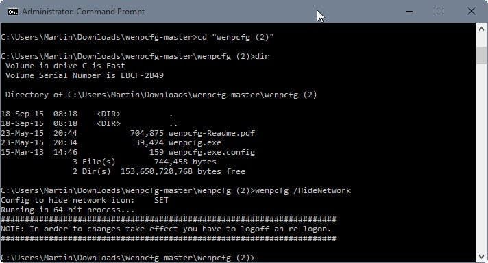 wenpcfg hide network homegroup file explorer