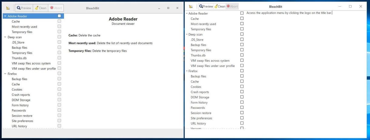 Bleachbit 4 light theme