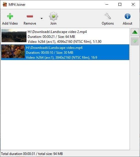 MP4Joiner merge videos