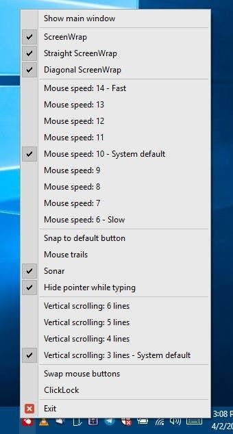 WinMouse context menu