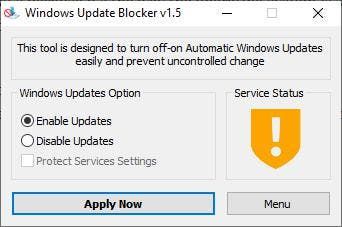 Windows Update Blocker yellow icon