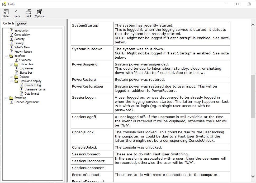 SimpleActivityLogger events description