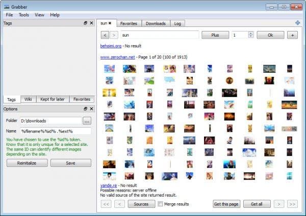 Grabber, baixar imagens de quadros de imagens