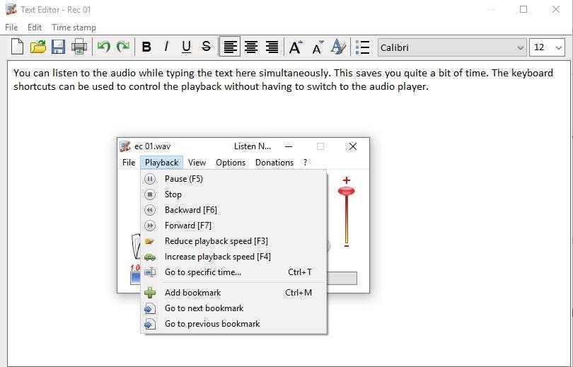 Listen N Write controls