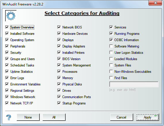 winaudit options