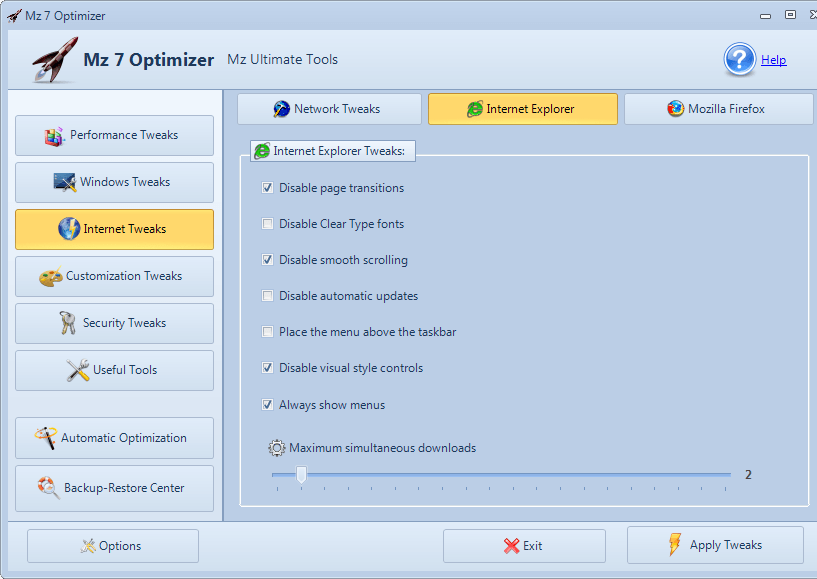 internet explorer tweaks