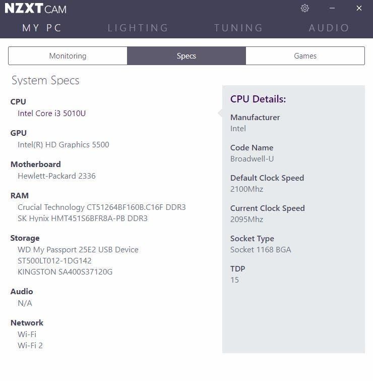 nzxt cam specs