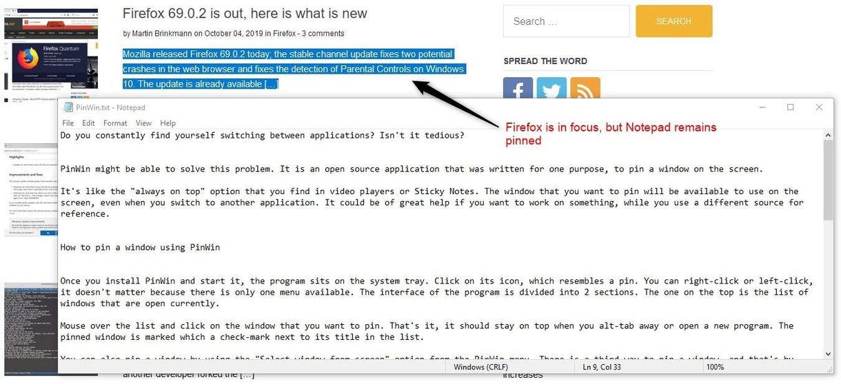 PinWin pinned program