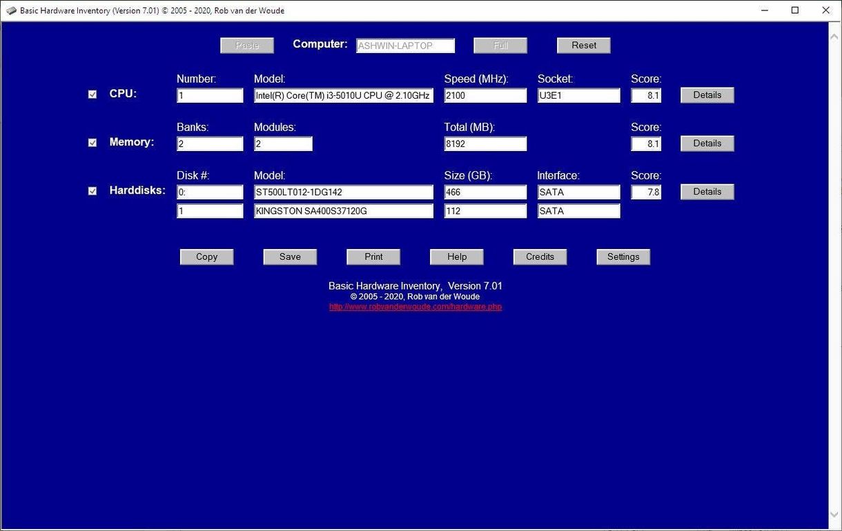 Basic Hardware Inventory - basic view