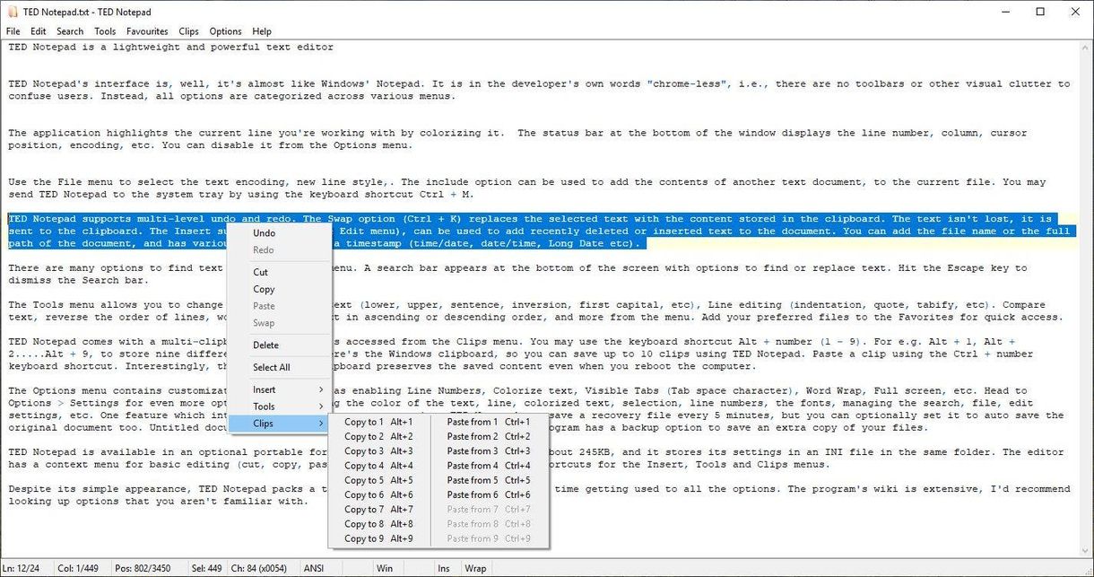 TED Notepad multi clipboard