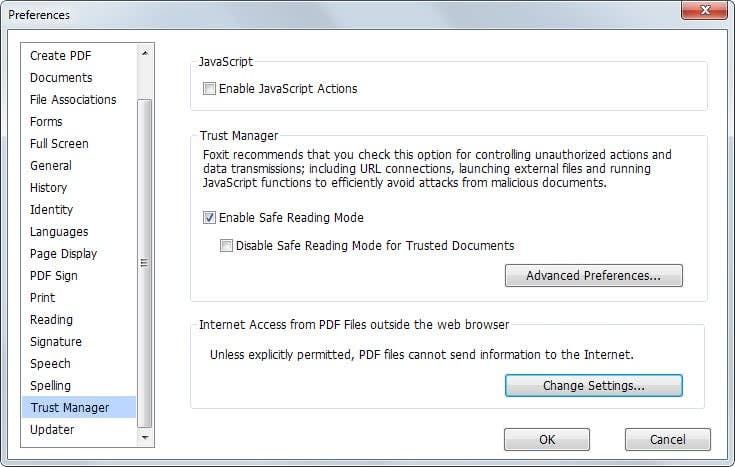 foxit reader trust manager