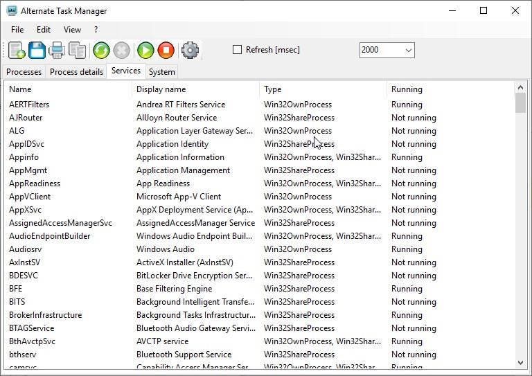 Alternate Task Manager services