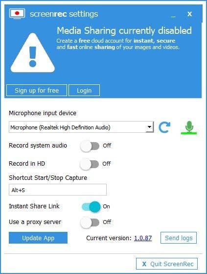 Screenrec settings