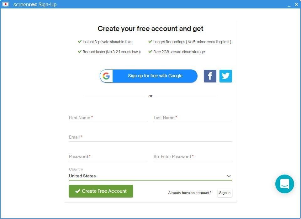 Screenrec registration