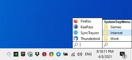 SystemTrayMenu mape