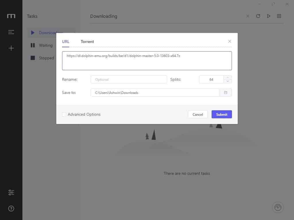 Motrix добавить новую загрузку