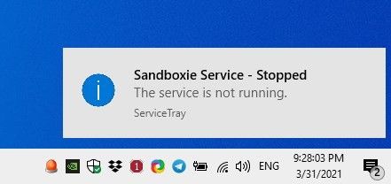 Notificare ServiceTray