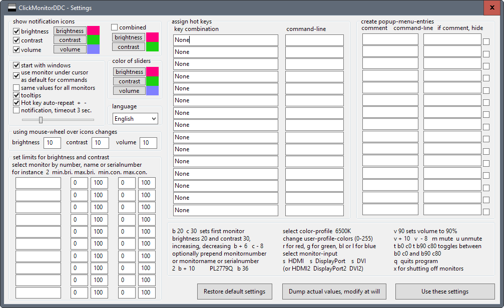 clickmonitor settings