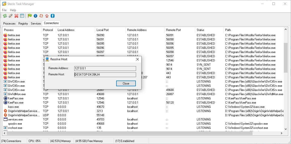 SterJo Task Manager Resolve Host