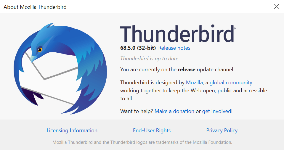 새로운 기능 및 보안 업데이트가 포함 된 Thunderbird 68.5.0 출시