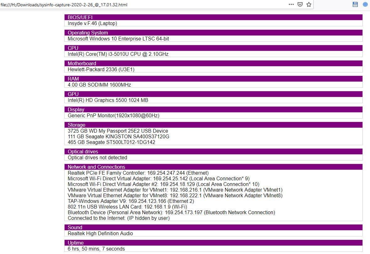 SystemInfo for Windows