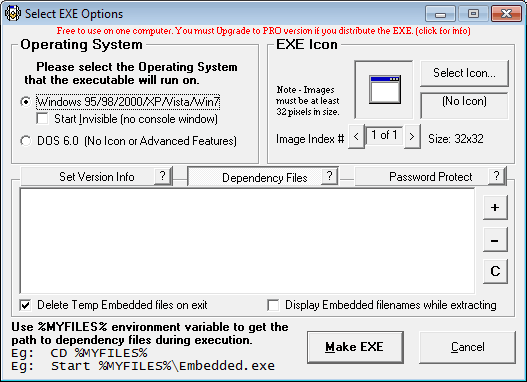 exe options