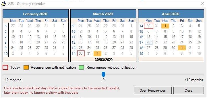 Alarm Stickies 3 calendar