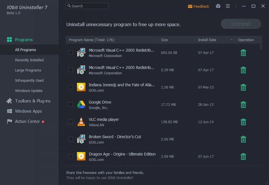 IOBit Uninstaller 7에 대한 첫 번째보기