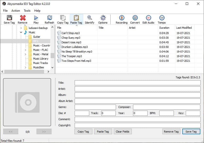 Abyssmedia ID3 Tag Editor - добавете песни за редактиране