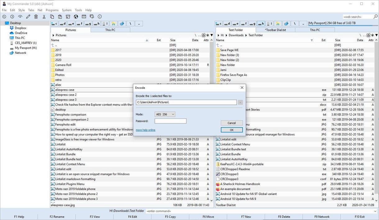 My Commander encode files